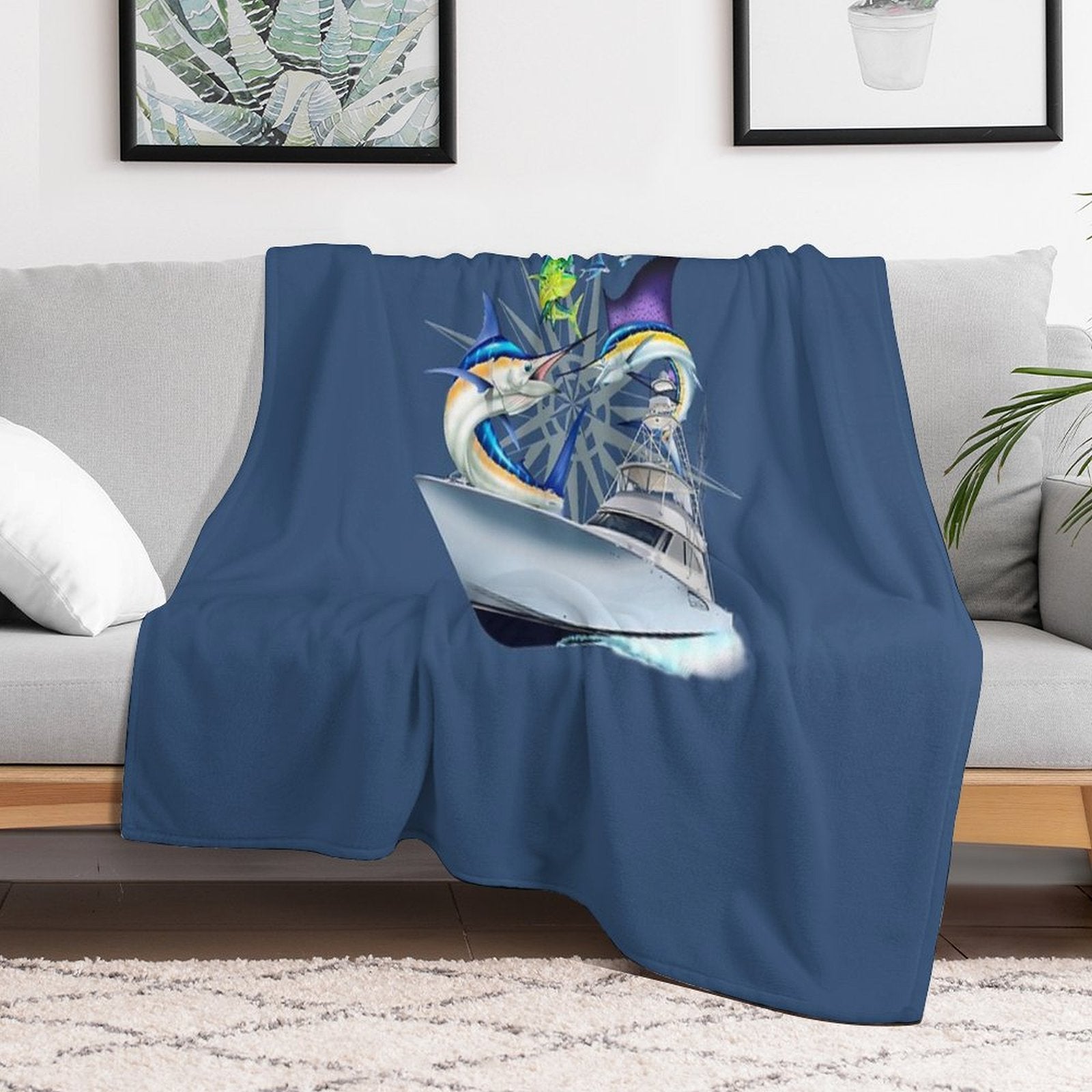 Offshore Billfish - Blue Marlin, Sailfish, Mahi Mahi, Viking Yacht Anti-pilling Throw Blanket