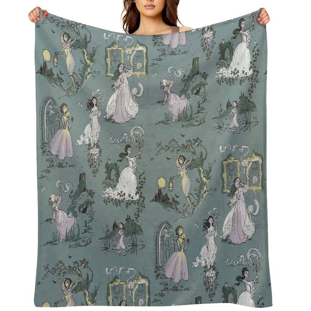 Girls Running From Houses Wrinkle-free Throw Blanket