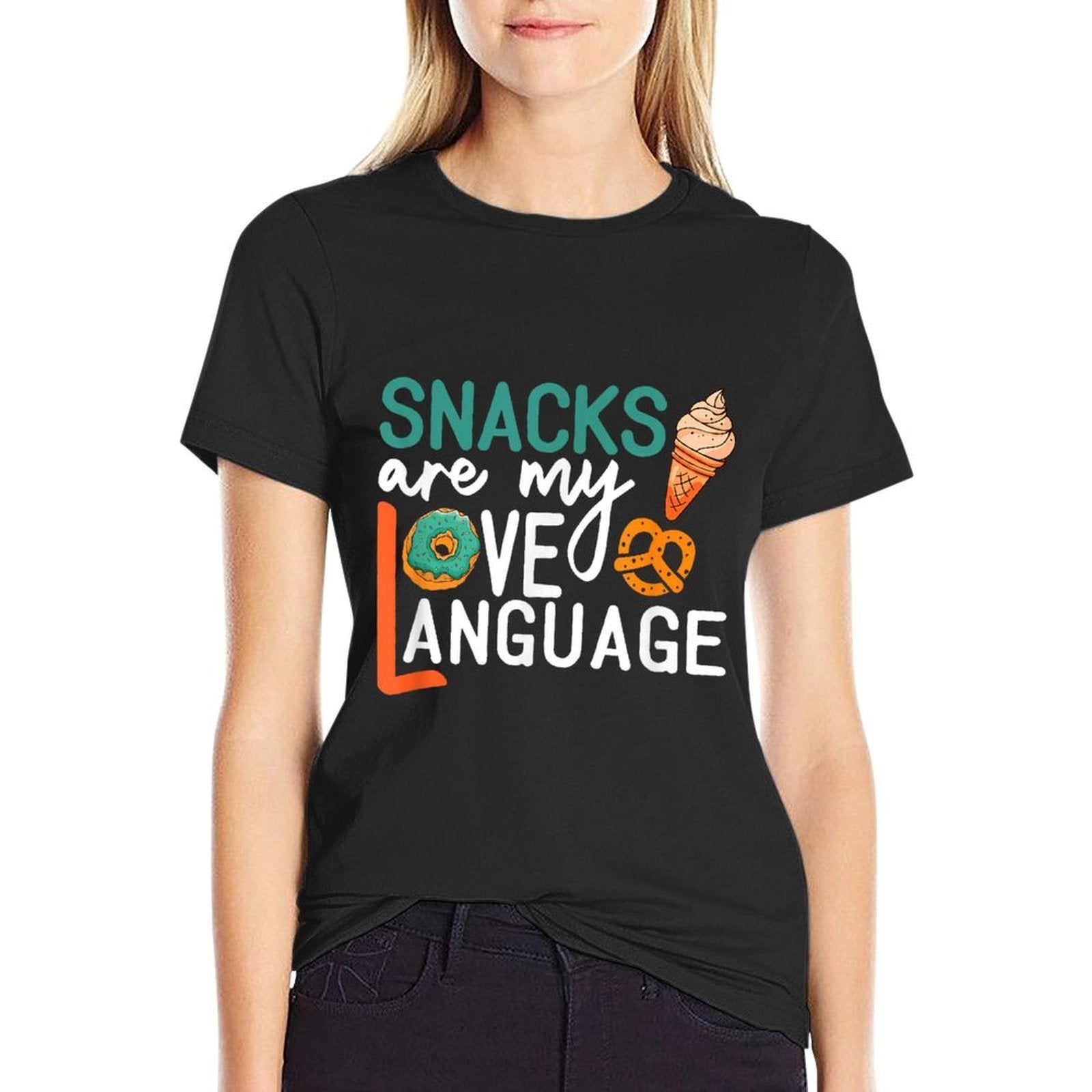 Snacks Are My Love Language Funny Snacks Quote Saying Meme  Easy-care T-Shirt