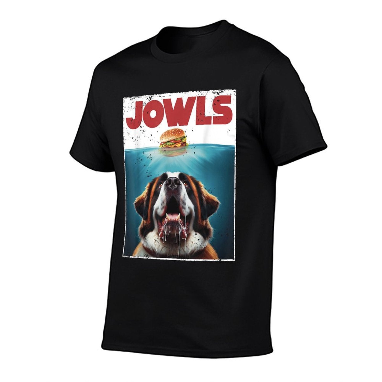 Funny St. Bernard, Jowls Burger, Saint Giant Dog Mom, Dad  Heathered Texture T-Shirt