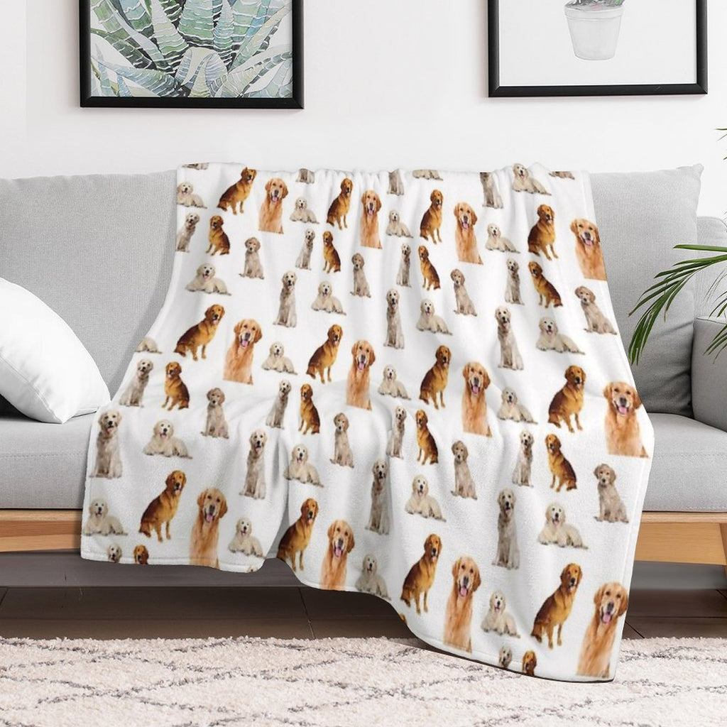 Golden Retrievers Seamless Pattern Anti-pilling Throw Blanket