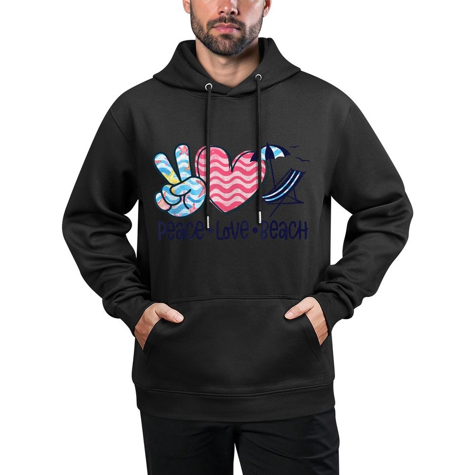 Peace Love Beach Fun Summer Vibes Design Easy Care Hoodie