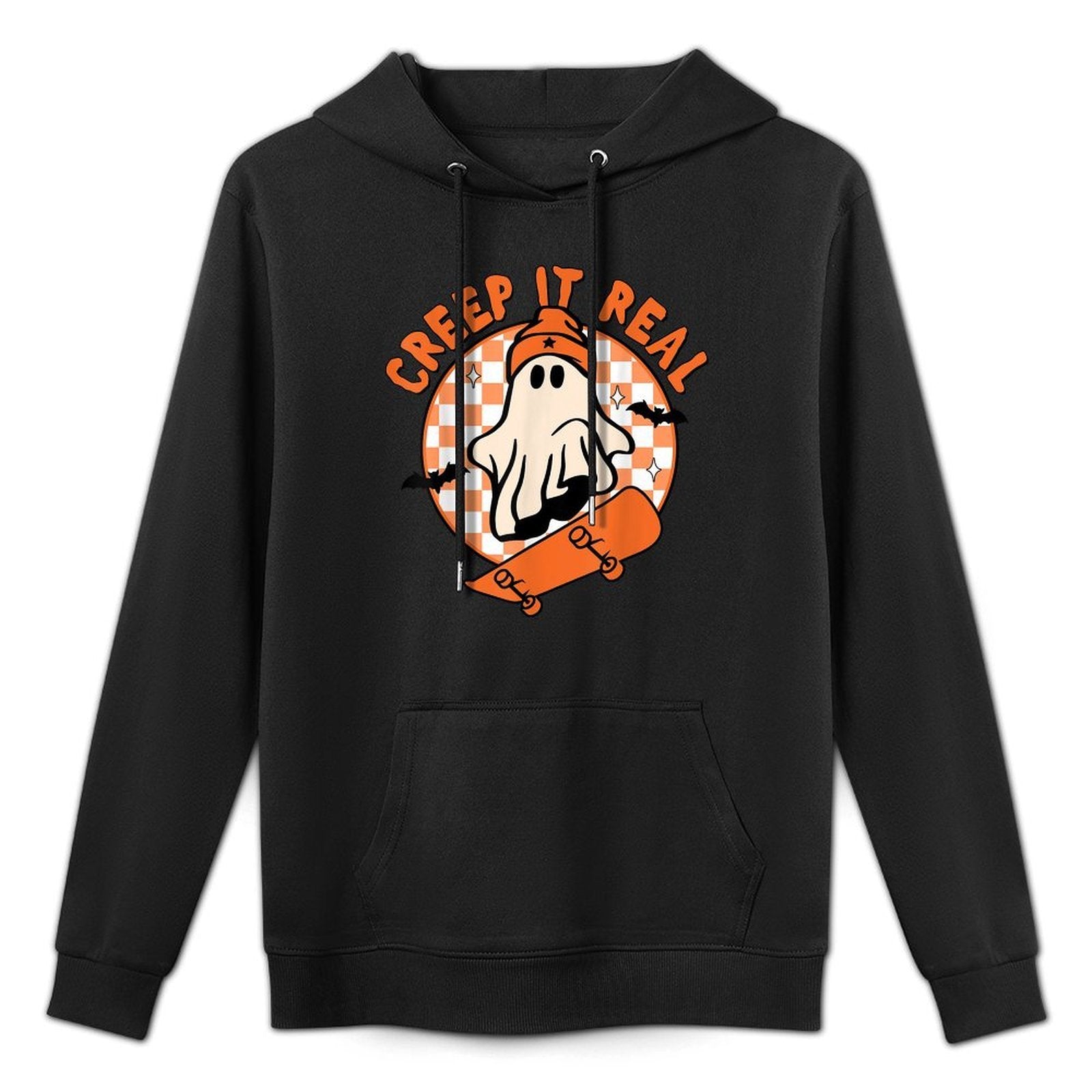 Vintage Retro Halloween Creep It Real Ghost Boy Fall Season Versatile Streetwear Hoodie