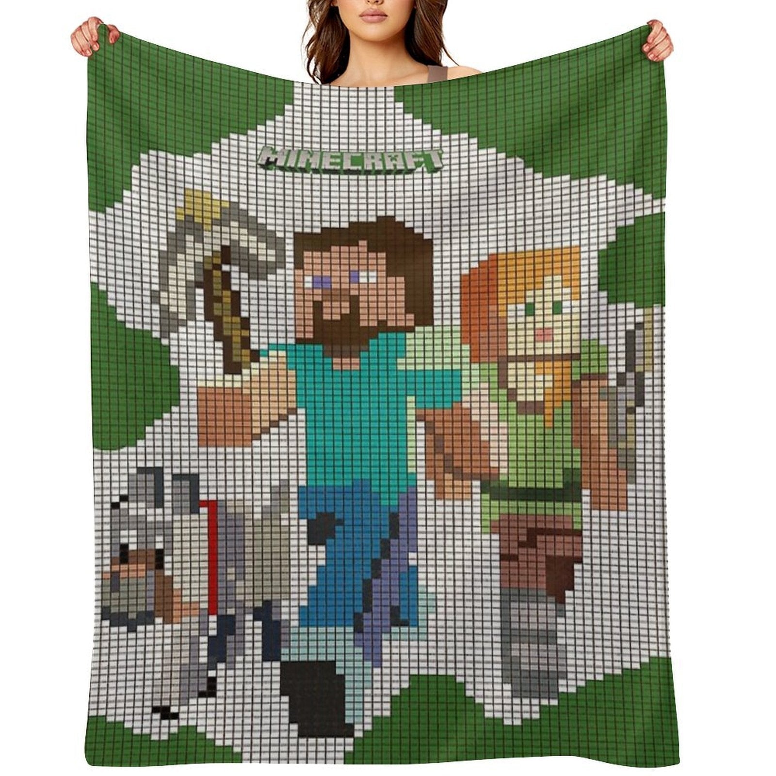 Steve And Alex Minecraft Theme Wrinkle-free Throw Blanket