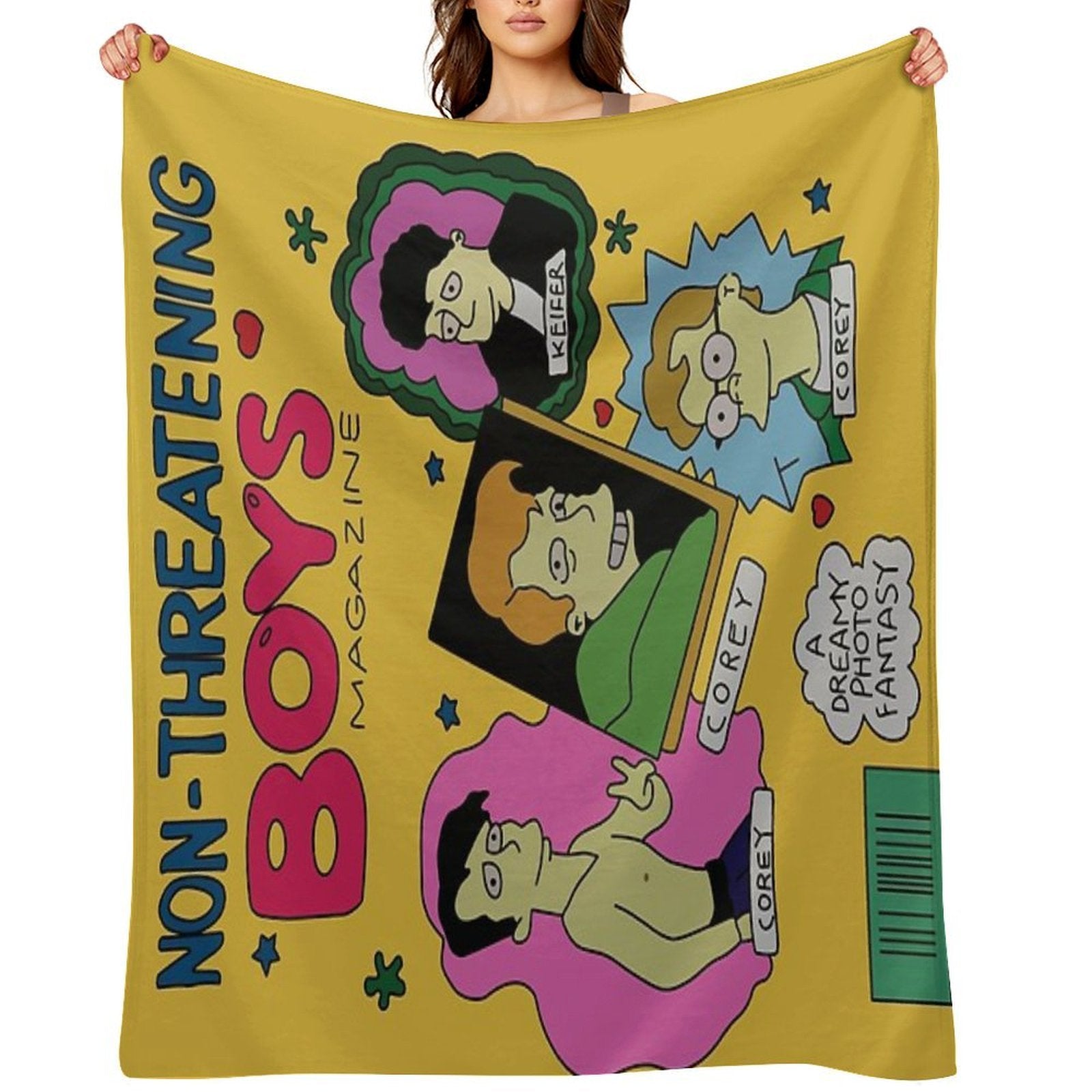 Non-Threatening Boys Magazine Quick-dry Throw Blanket
