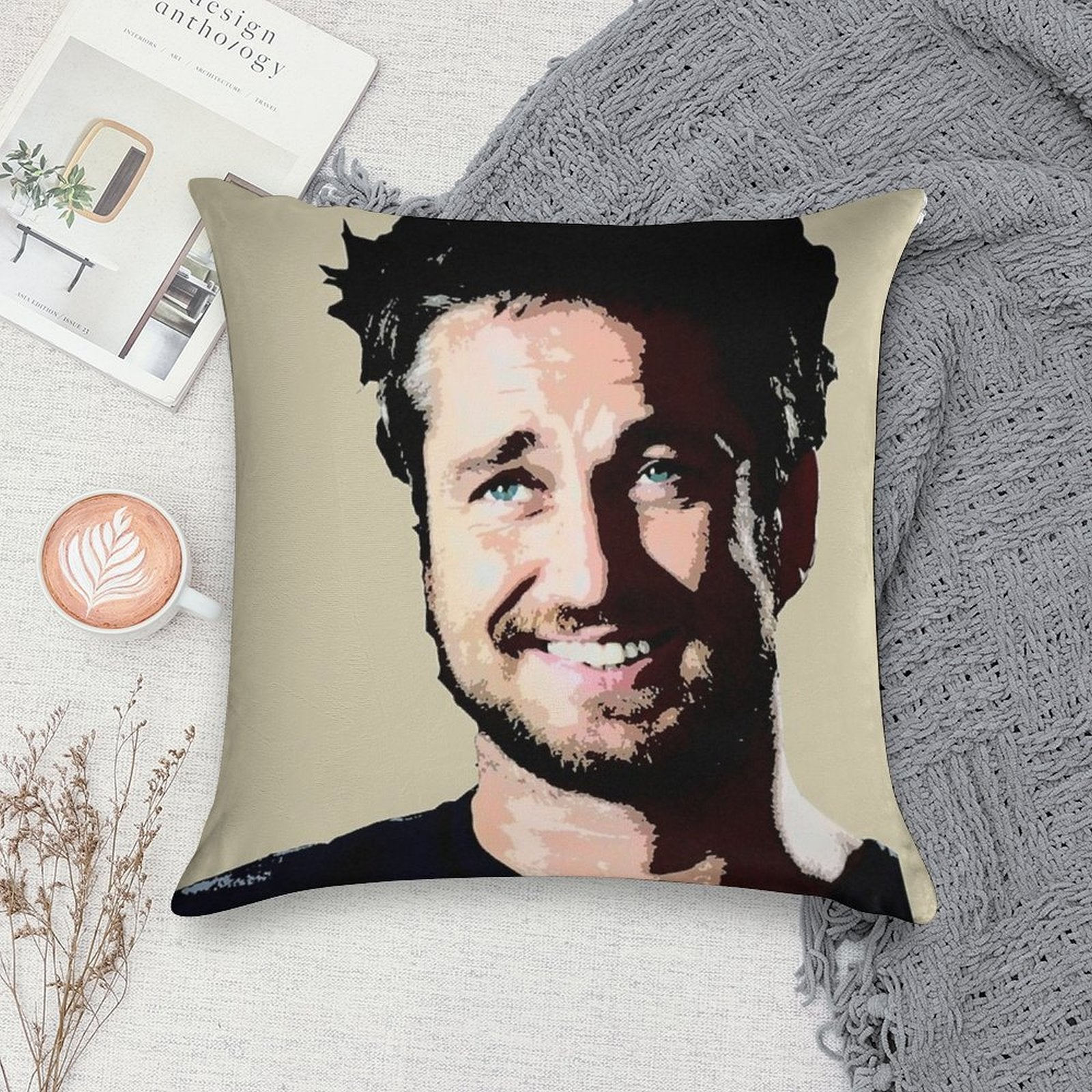 Gerard Butler Coloured Soft Reinforced Edging Throw Pillow