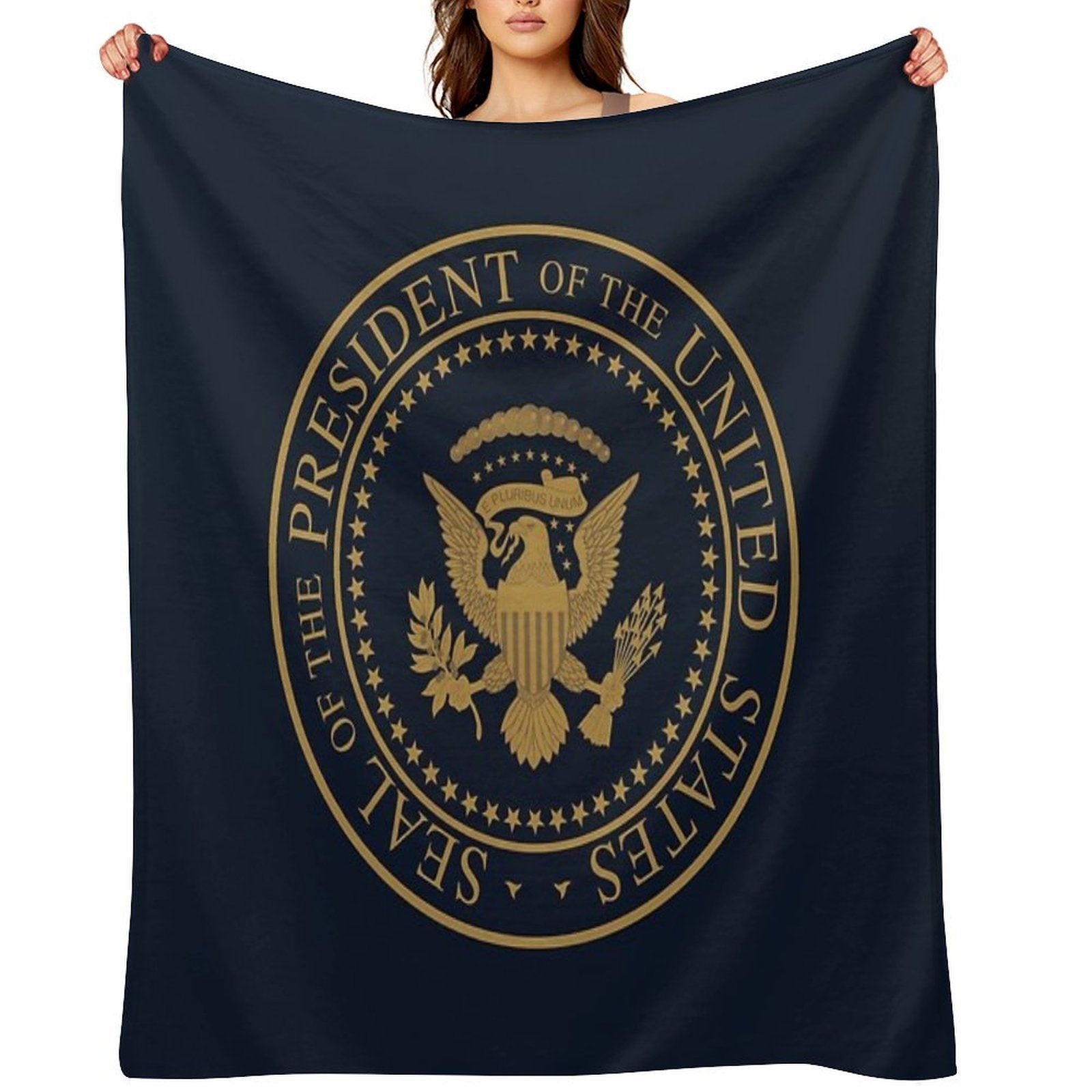 USA Presidential Seal Dark Blue Anti-pilling Throw Blanket