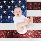 USA Flag Red Blue Faux Sparkles Glitters 4th of July Patriotic Girly Design (Photo of Glitter - Not Reflective) All-season Throw Blanket
