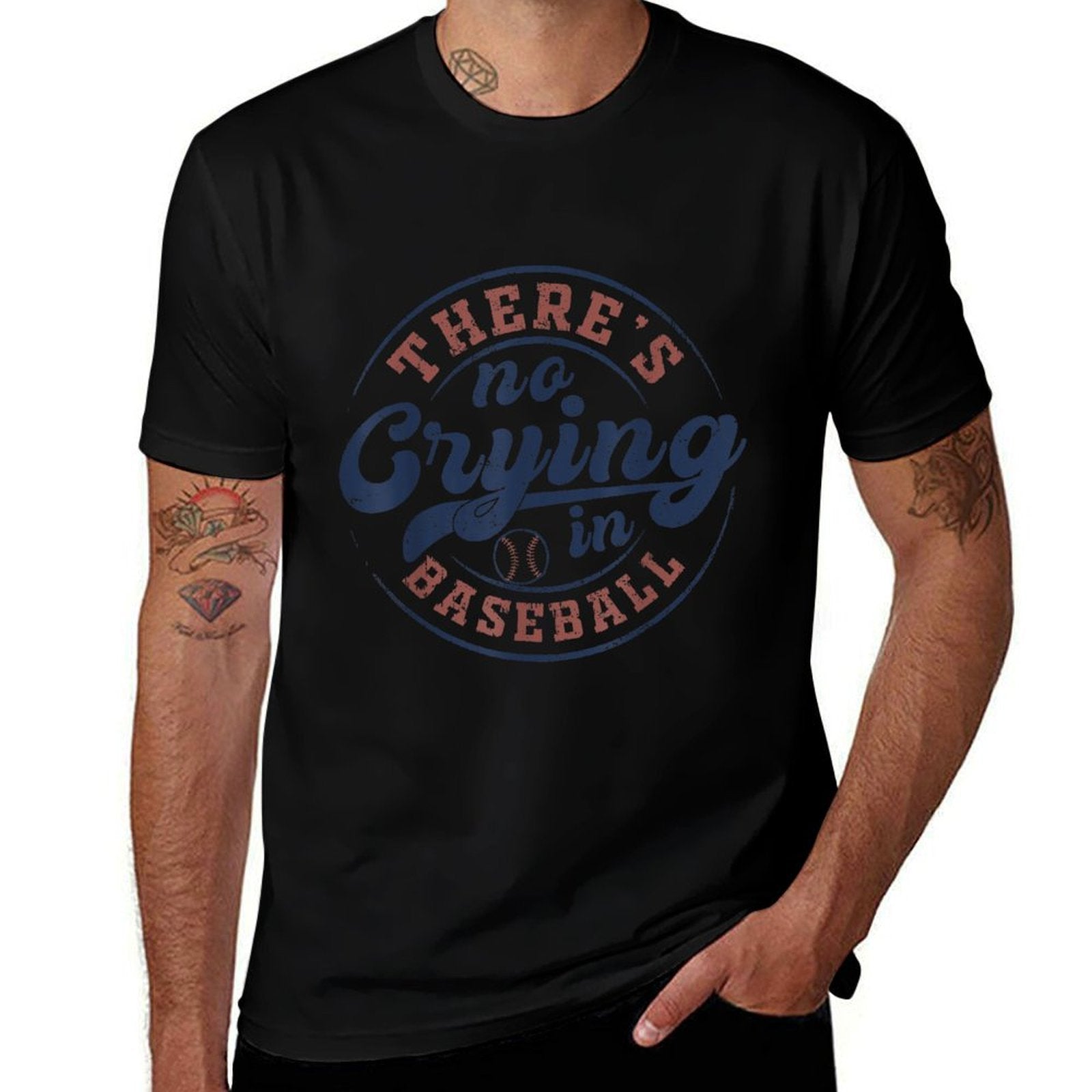 There Is No Crying In Baseball Funny Game Day Baseball  Polyester Blend T-Shirt