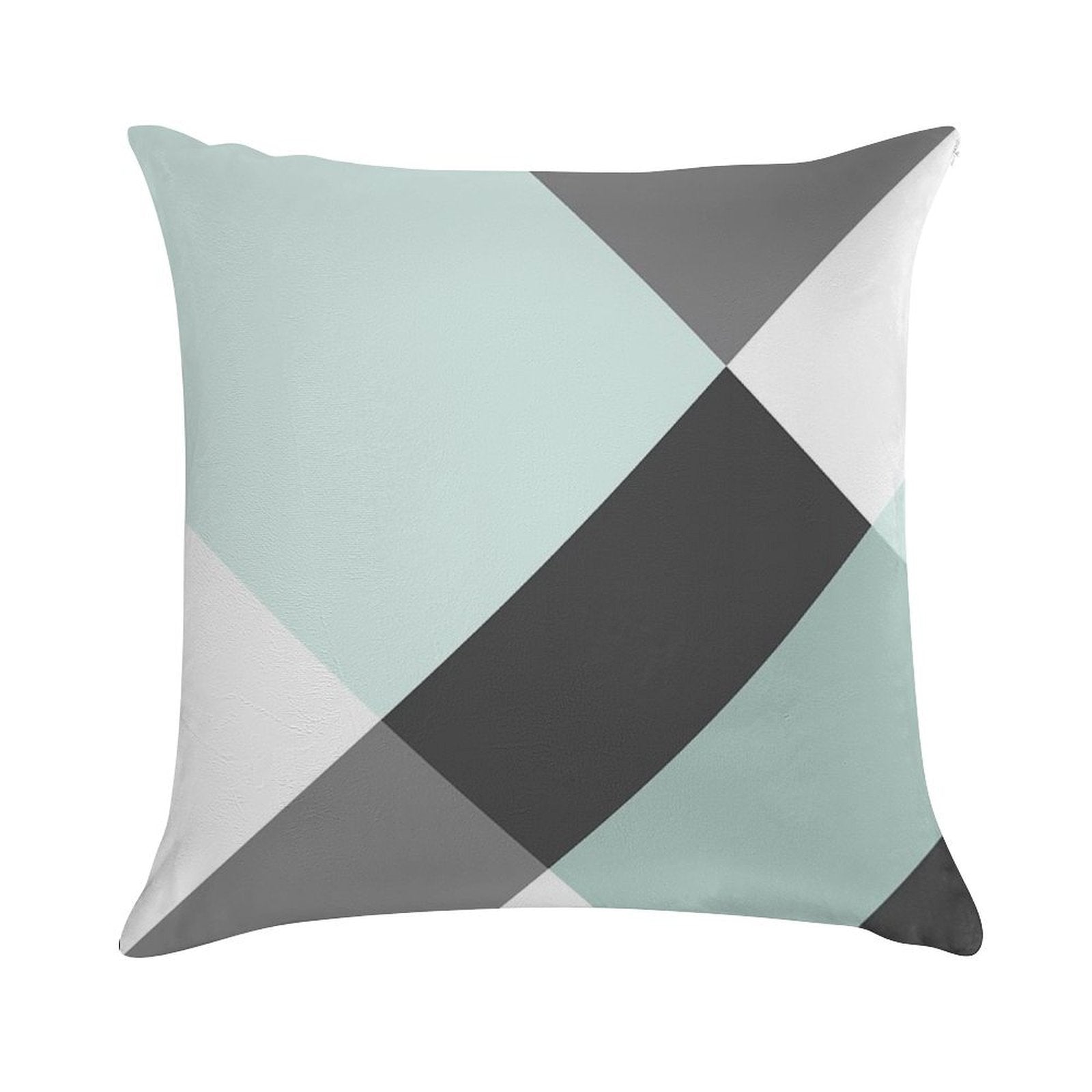 Duck Egg & Grey Patchwork Soft Shrink-Resistant Throw Pillow