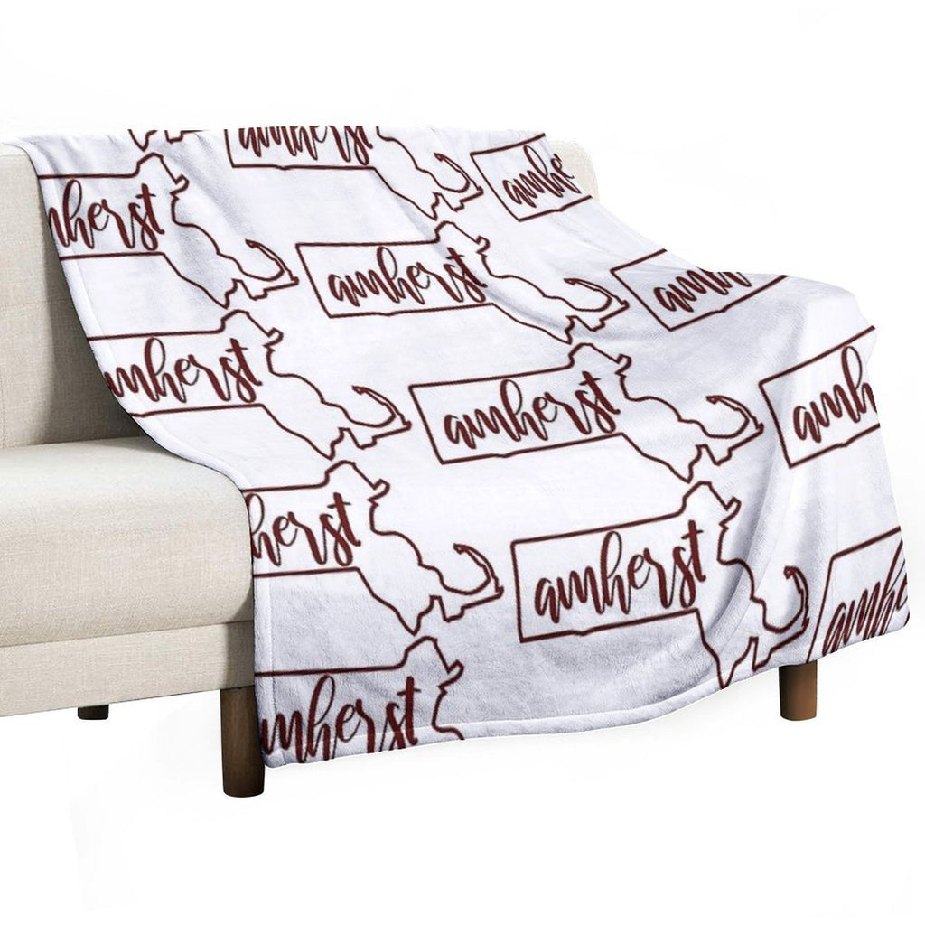 Amherst MA Outline All-season Throw Blanket