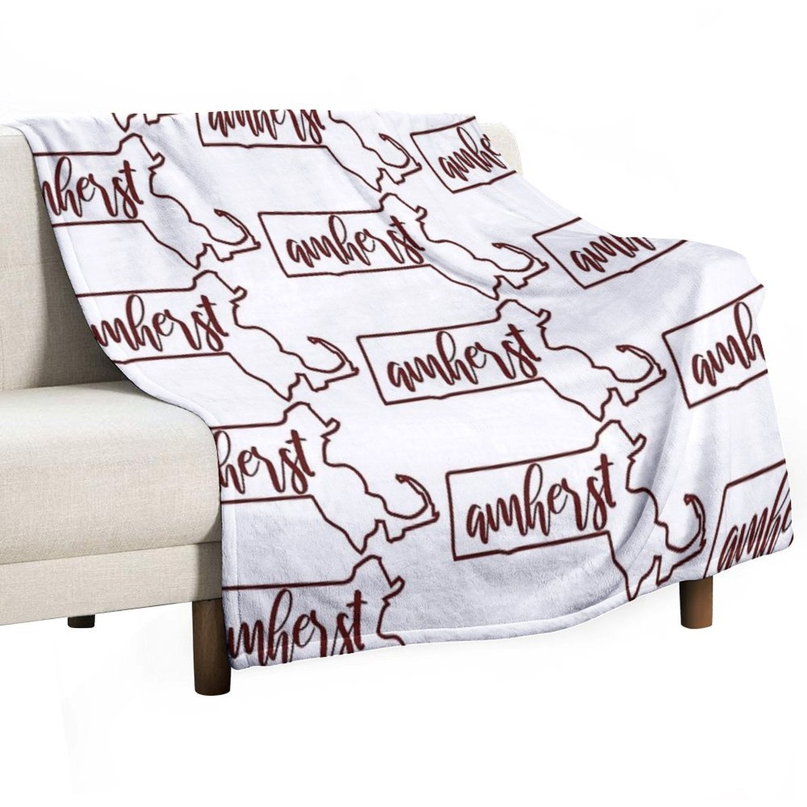 Amherst MA Outline All-season Throw Blanket