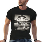FrgloverCo. Funny Frog Selfie UFOs Unisex - Black, Small,, Cotton 100  Easy-care T-Shirt