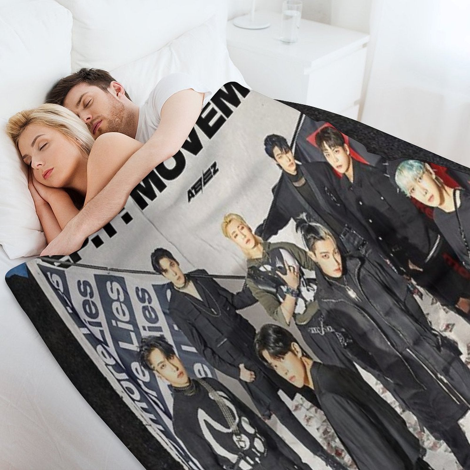 ATEEZ THE WORLD EP.1  MOVEMENT GUERRILLA Velvety-soft Throw Blanket