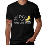 Funny Love Bananas Cute Banana Gifts Peace Love Banana  Oversized Silhouette T-Shirt