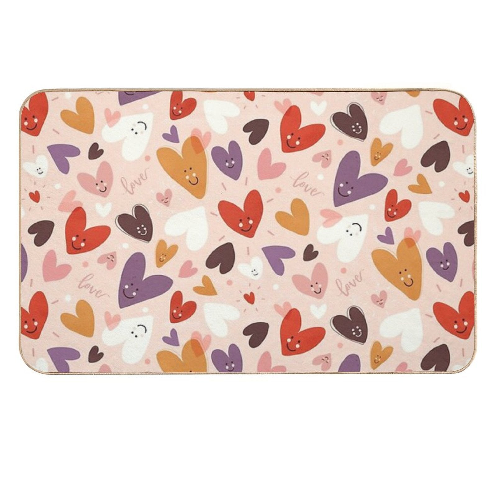 Cute Smiling Hearts Pattern  Fade-Resistant Bath Mat