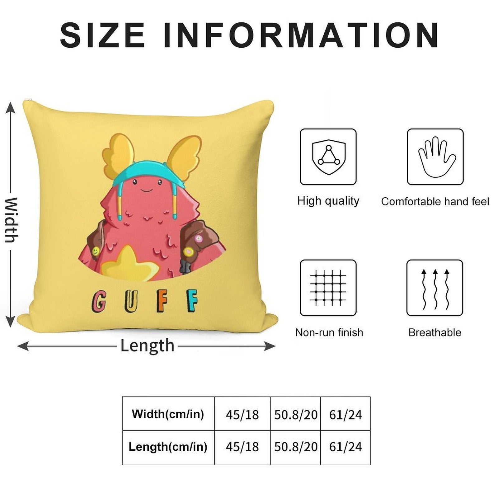 Cute Guff Soft Short Plush Fabric Throw Pillow