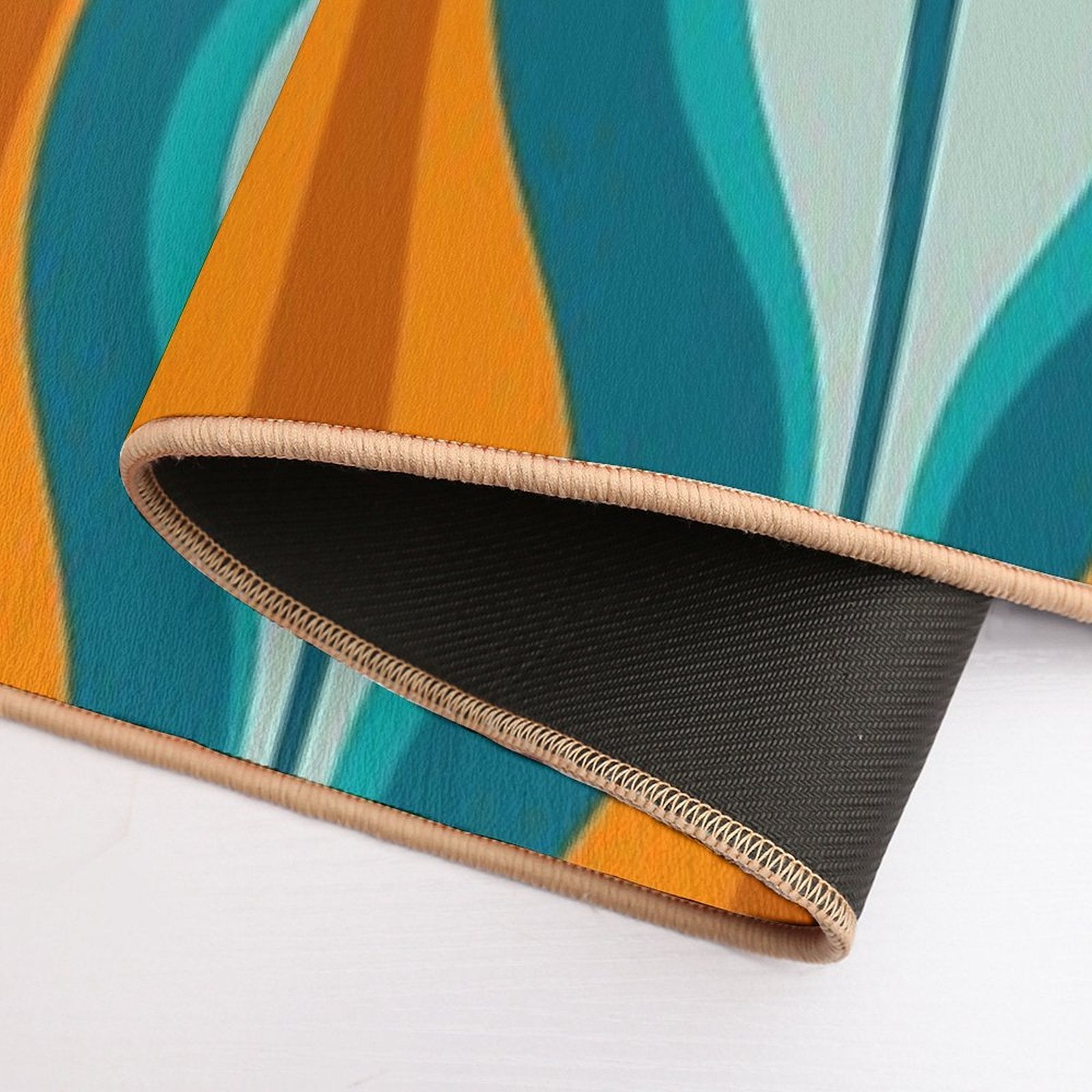 Hourglass Abstract Midcentury Modern Pattern in Orange, Rust, Aqua, Turquoise, And Teal  Rapid-Drying Bath Mat