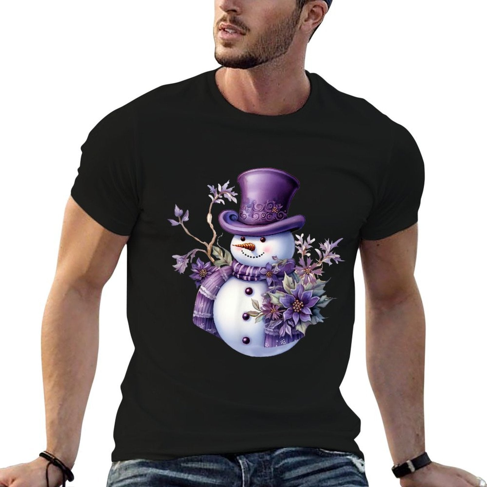 Purple Snowman Funny Cute Snowman Merry Christmas Men Women  Vintage-inspired T-Shirt