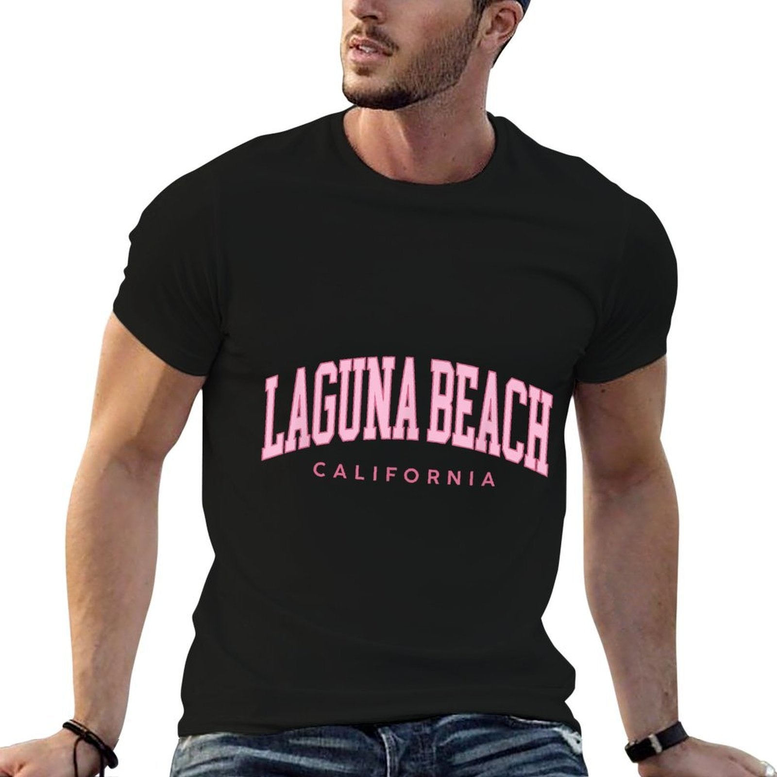 Laguna Beach California Retro Preppy Throwback Pink Girls  Summer-ready Fabric T-Shirt