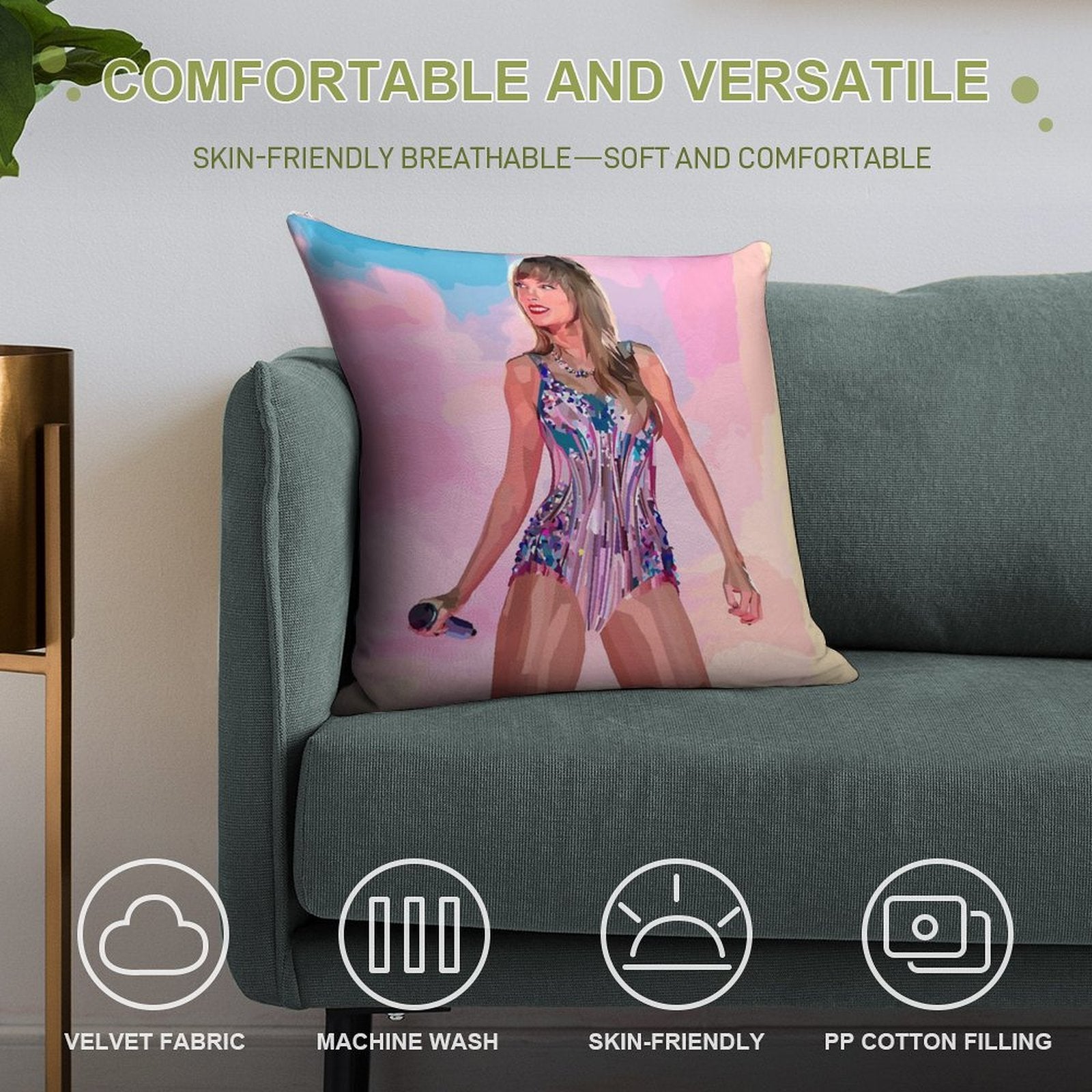 Taylor Swift Lover - Poly Portrait Soft Shrink-Resistant Throw Pillow