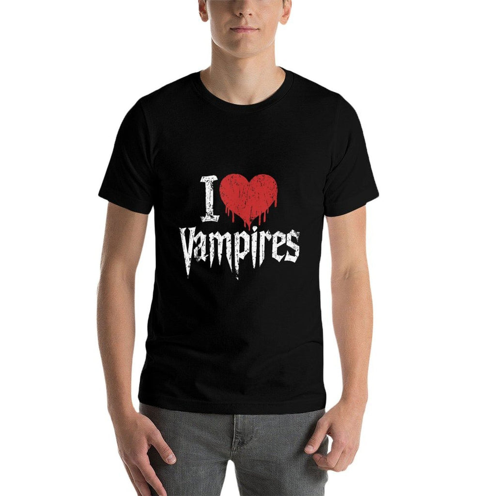 I Love Vampires I Red Heart Vampires Grunge Halloween Horror  Stretchy T-Shirt