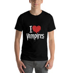 I Love Vampires I Red Heart Vampires Grunge Halloween Horror  Stretchy T-Shirt