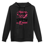 Womens 50 Year Old Girl Born 1973 50th Birthday Queen Adjustable Hood Hoodie
