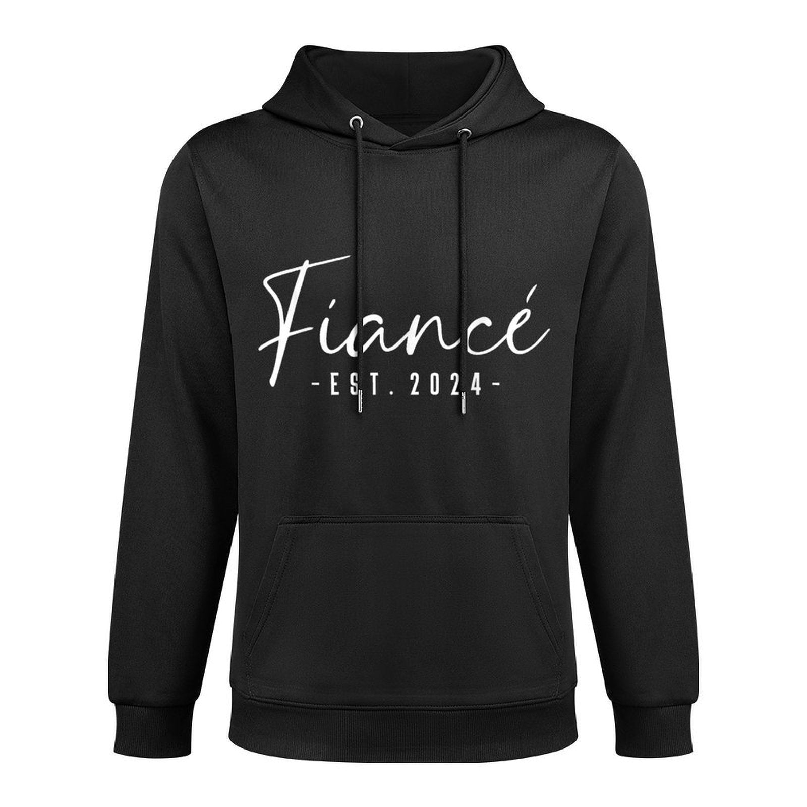 Fiancé Est 2024 Future Husband Engaged Gifts Him Engagement Shrink-Resistant Hoodie