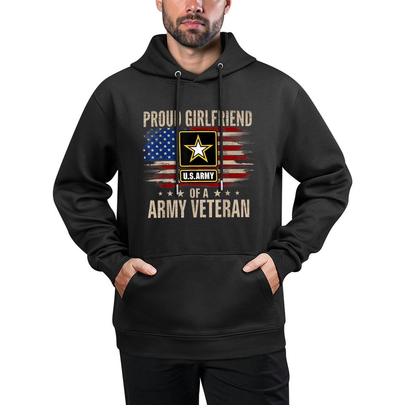 Vintage Proud Girlfriend Of A Army Veteran American Machine Washable Hoodie
