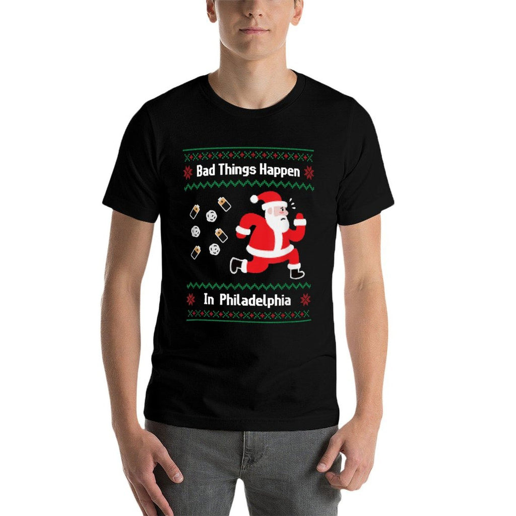 Funny Bad Things Happen in Philadelphia Christmas Sweater  Lightweight T-Shirt
