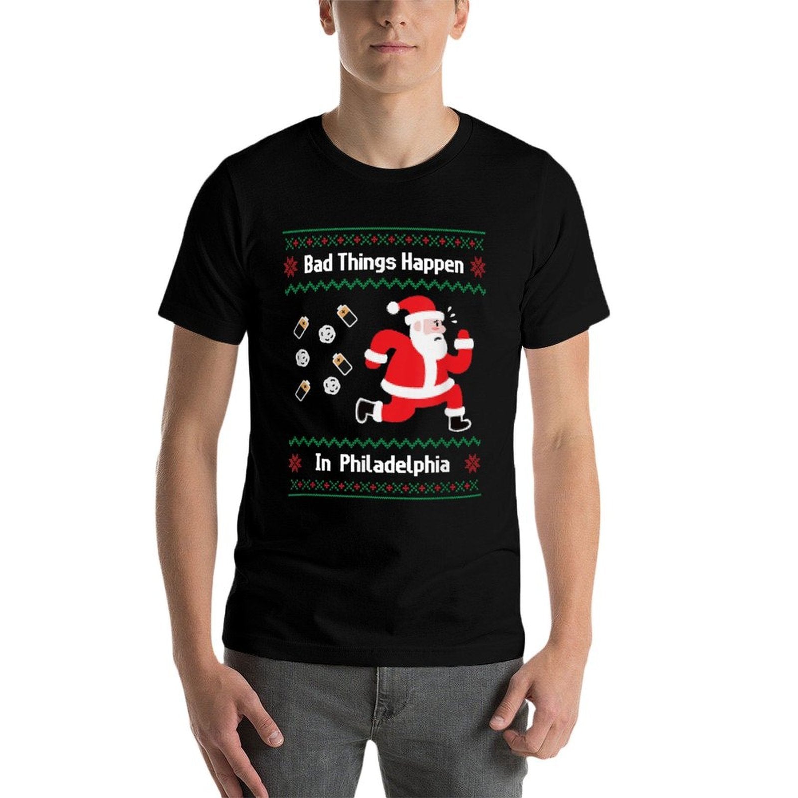 Funny Bad Things Happen in Philadelphia Christmas Sweater  Lightweight T-Shirt