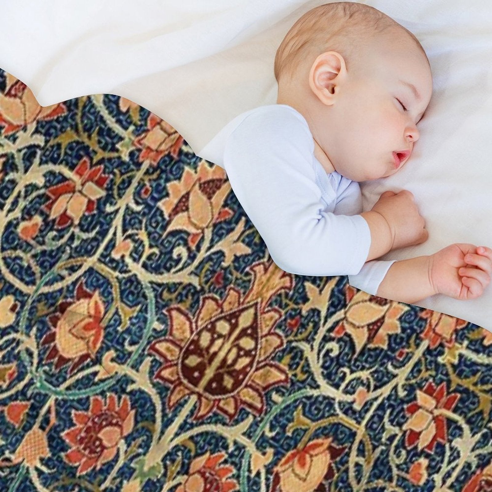 William Morris Floral Carpet Print Gift-ready Throw Blanket