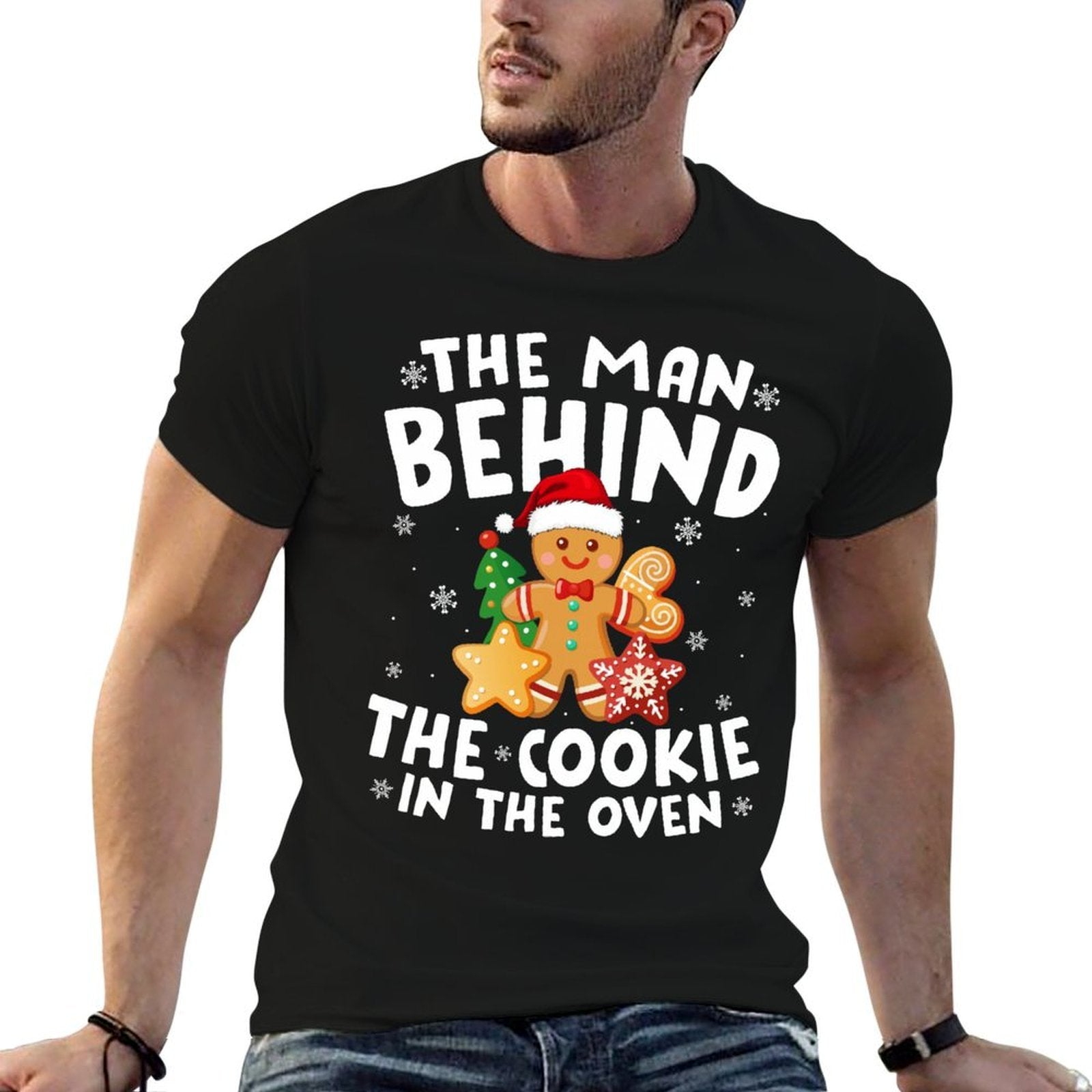 Pregnancy Christmas Pajamas Man Behind Cookie Dad to Be Xmas  Vintage-inspired T-Shirt