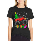 Kids Boys Monster Truck Christmas Tree Snowflakes Toddler  Breathable T-Shirt