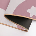 Retro Liquid Swirl & Stars Abstract Pattern Deep Pink  Long-Lasting Bath Mat