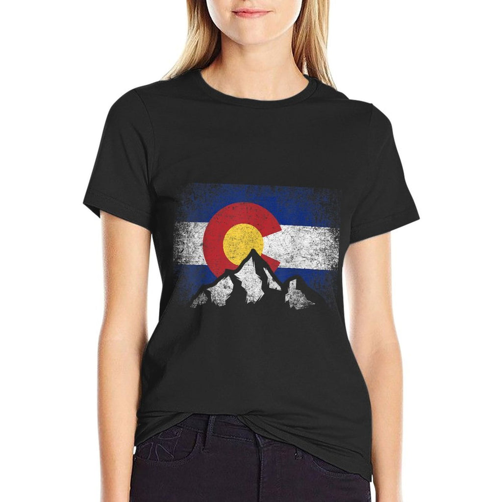 Colorado Mountain Ski Winter Gift Hiker Hiking Camping  Summer-ready Fabric T-Shirt