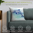 Dolphin Watercolor Soft Home Decor Throw Pillow