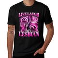 Funny Pink Raccoon Live Laugh Lesbian LGBTQ Pride Month  Lightweight T-Shirt
