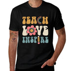 TEACH LOVE INSPIRE Back to School Cute Teacher Men Women  Breathable T-Shirt