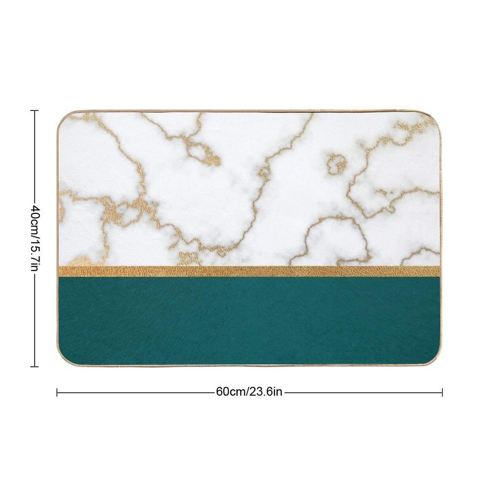 Teal White And Gold Marble Design  Non-Slip Bath Mat
