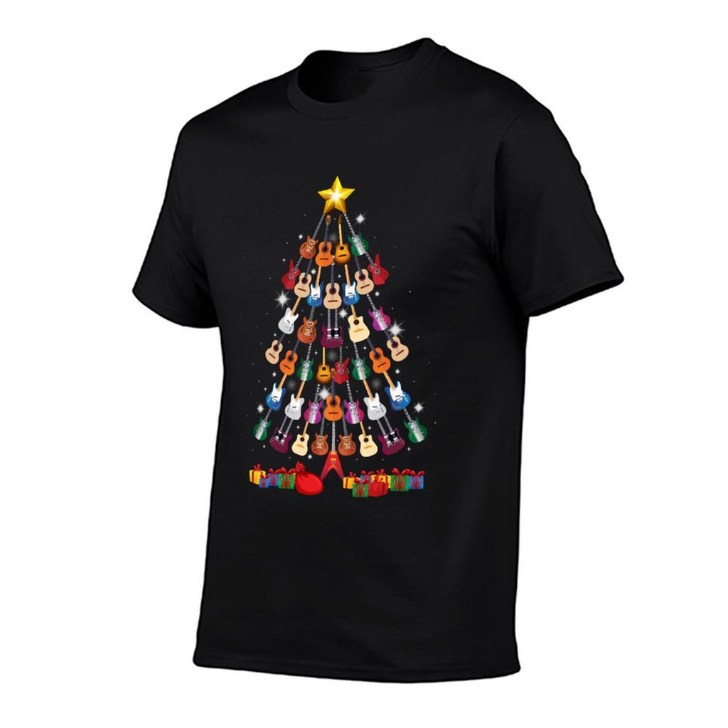 Guitar Christmas Tree Funny Guitarist Merry Xmas Gift  Heathered Texture T-Shirt