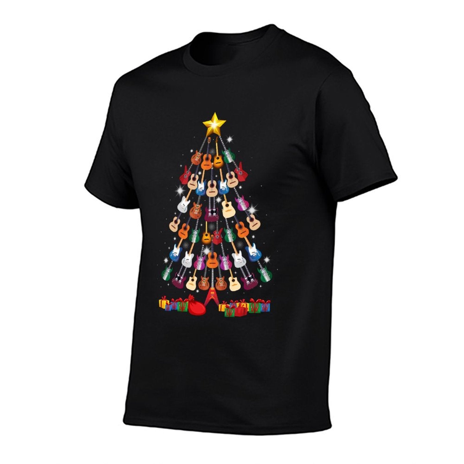 Guitar Christmas Tree Funny Guitarist Merry Xmas Gift  Heathered Texture T-Shirt