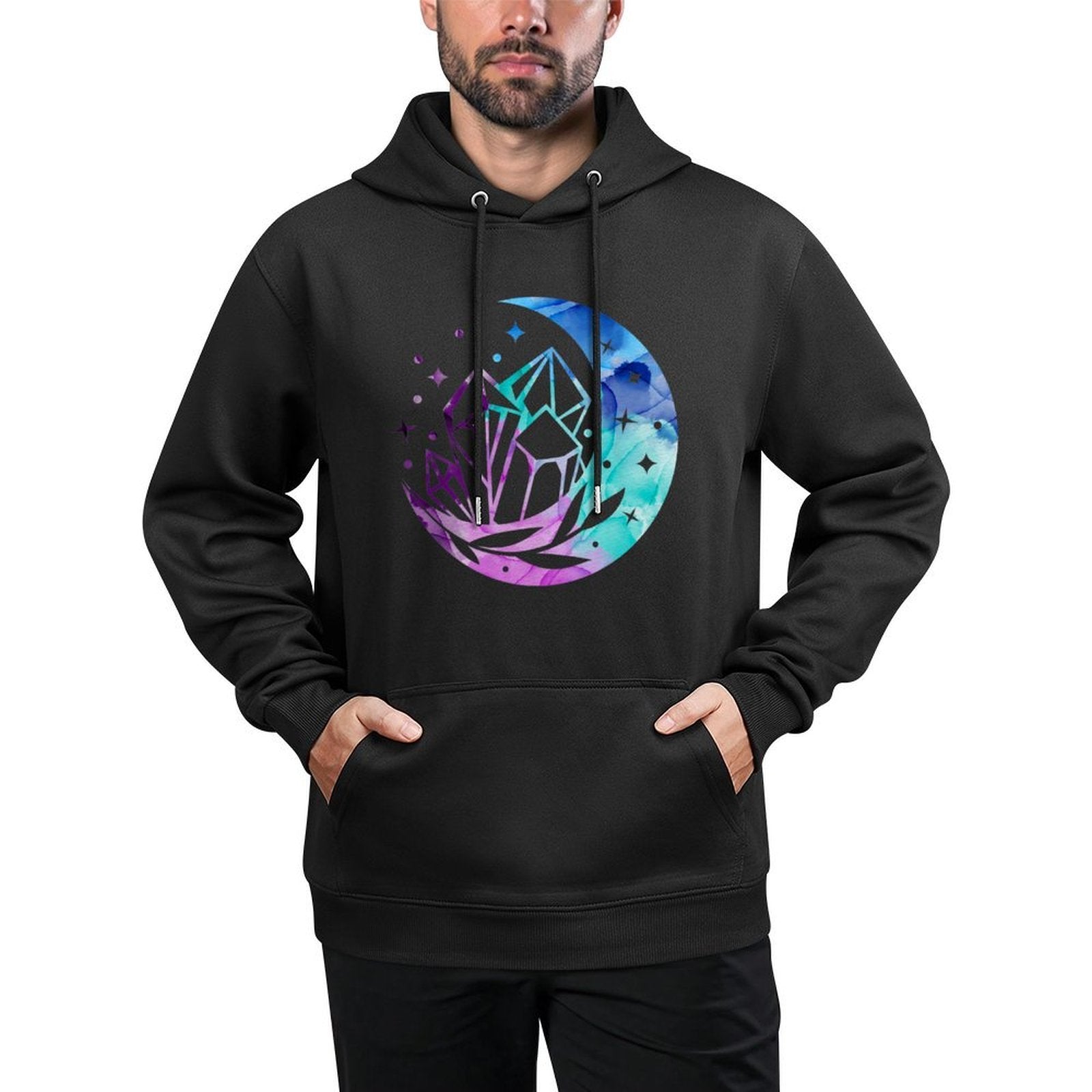 Vintage Celestial Moon Phase Watercolor Goth Crystal Women Premium Durable Construction Hoodie