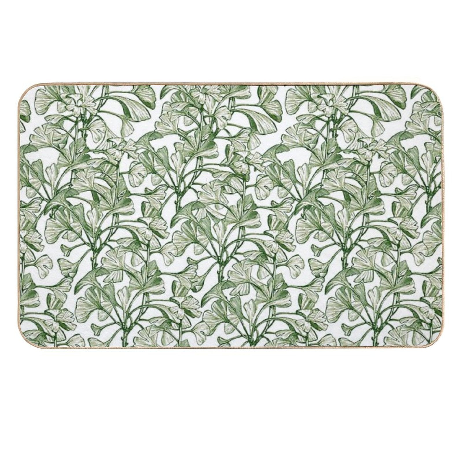 Vintage Green Leaves, Botanical Pattern  Rapid-Drying Bath Mat