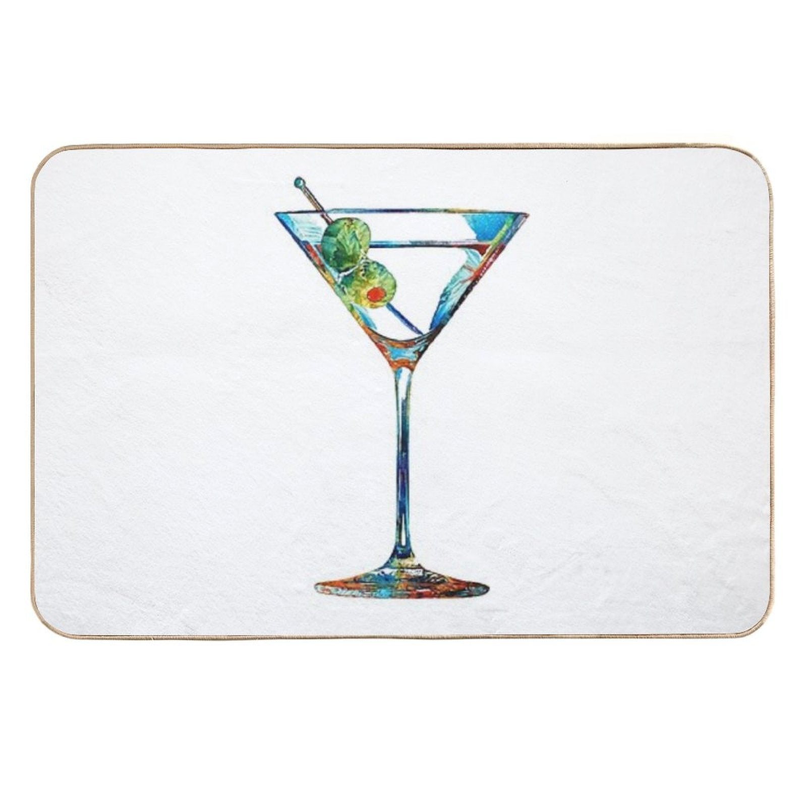 Happy Hour Martini Glass Art - Cheers - Sharon Cummings  Absorbent Bath Mat