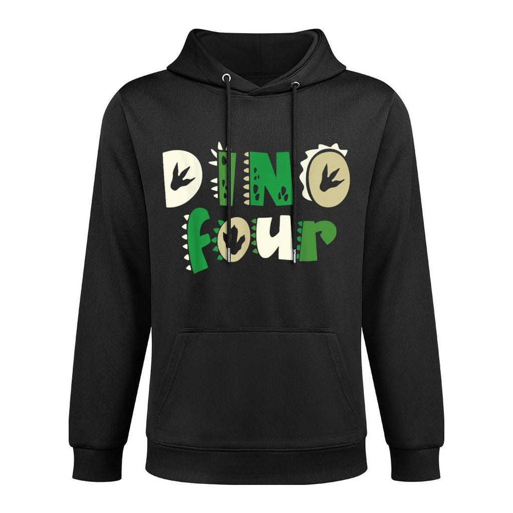 Dino Four Birthday Dinosaur 4th Birthday Matching Family Adjustable Hood Hoodie