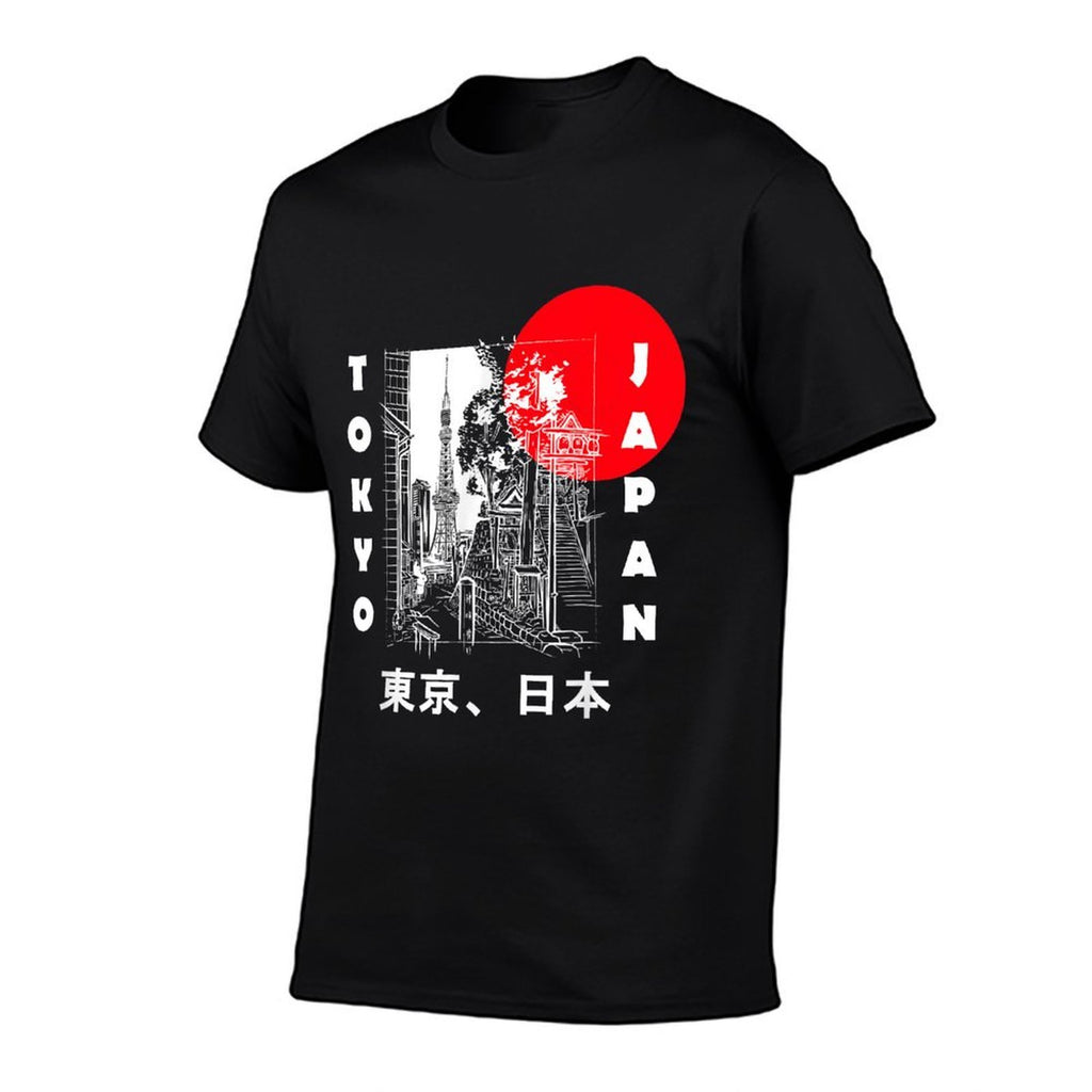 Japan Aesthetic Retro Comic Tokyo Silhouette Japanese Font  Tagless Design T-Shirt