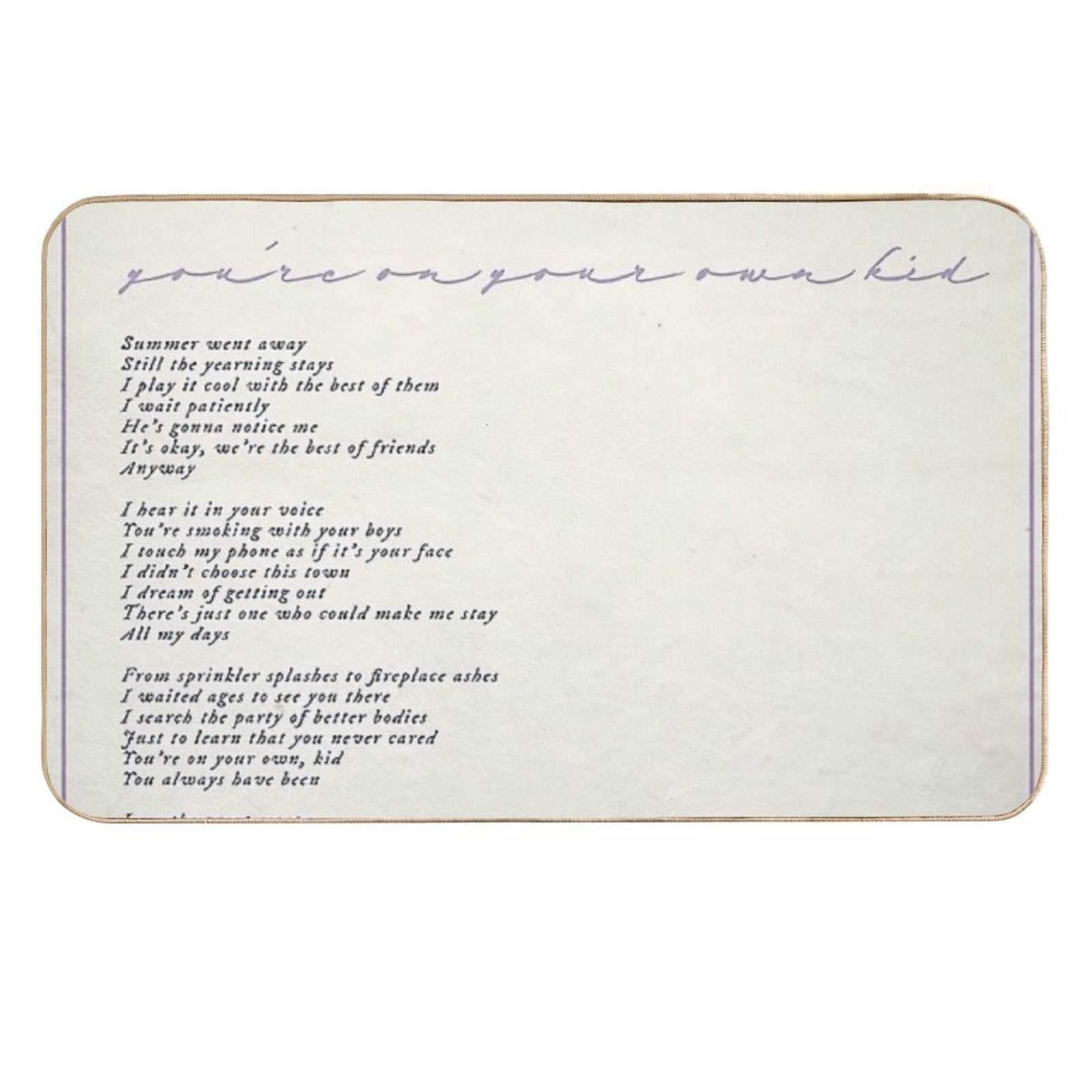 Youre on Your Own Lyric  Versatile Bath Mat