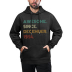 70 Years Old Awesome Since December 1954 70th Birthday Medium-Weight Fabric Hoodie